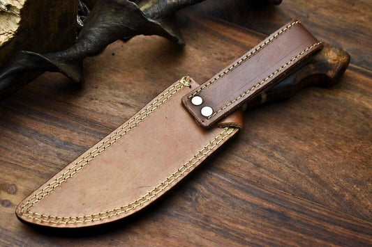 14" Handmade Damascus Steel Bowie Knife – Walnut Wood Handle