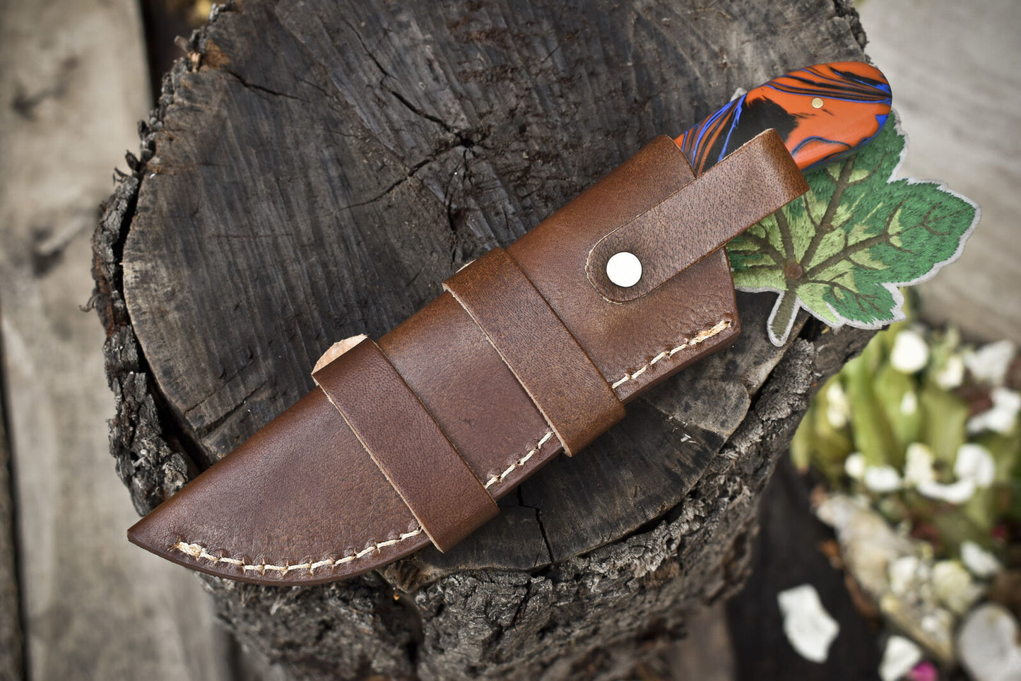 8.0" Hand Forged Twist Damascus Skinner Knife Micarta Handle Bushcraft Outdoor EDC