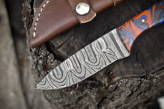 8.0" Hand Forged Twist Damascus Skinner Knife Micarta Handle Bushcraft Outdoor EDC