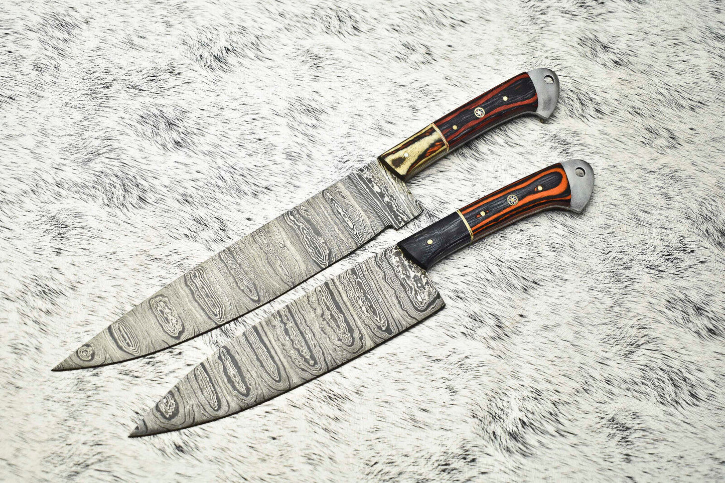Premium Handmade Damascus Steel Chef Knife Set – 2-Piece Full Tang Kitchen Knives