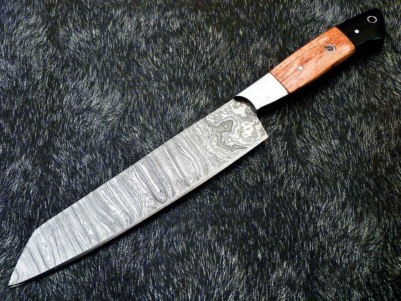 12" Professional Handmade Damascus Steel Chef Knife – Olive Wood & Bull Horn Handle
