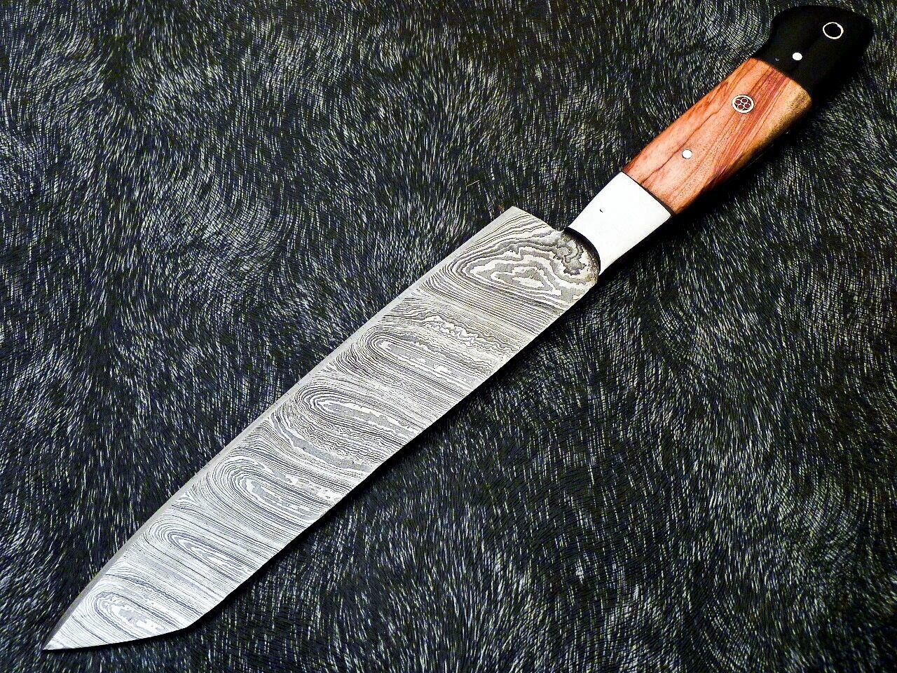 12" Professional Handmade Damascus Steel Chef Knife – Olive Wood & Bull Horn Handle