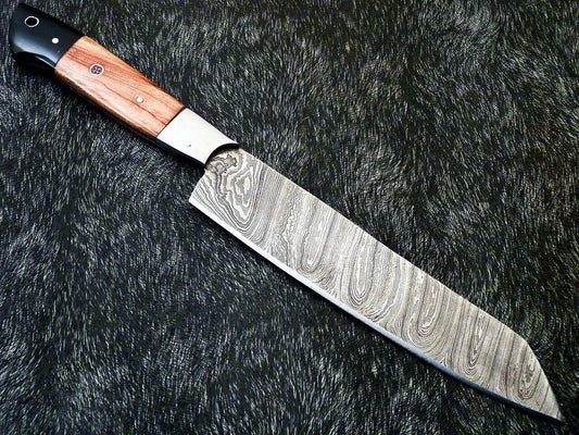12" Professional Handmade Damascus Steel Chef Knife – Olive Wood & Bull Horn Handle