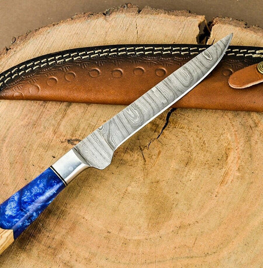 Custom Handmade Damascus Steel Fillet Knife Chef Knife Boning Knife with Resin Handle