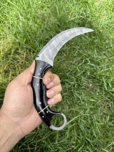 Handmade 10" Damascus Karambit Knife Best Karambit Knife with Leather Sheath