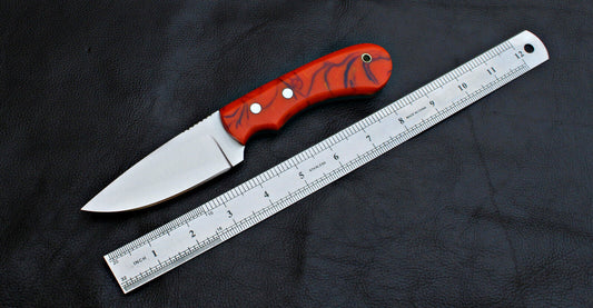 Custom Full Tang D2 Steel Skinner Knife | Hunting & EDC with Leather Sheath