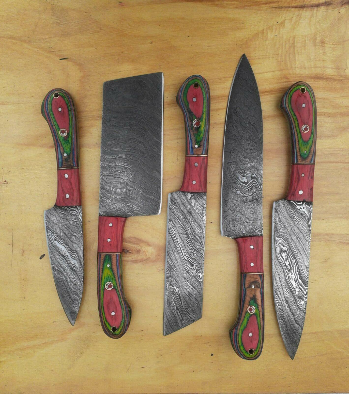 Premium Damascus Chef Knife Set – Japanese Style Cleaver, Bread & Chopper
