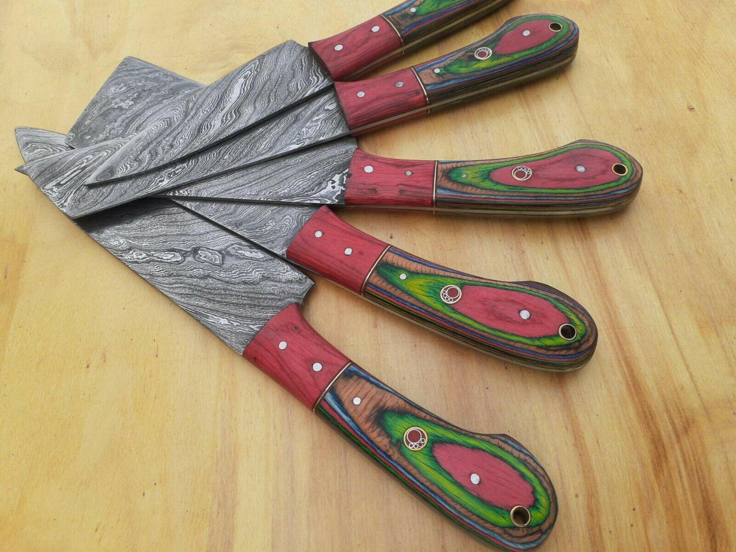 Premium Damascus Chef Knife Set – Japanese Style Cleaver, Bread & Chopper