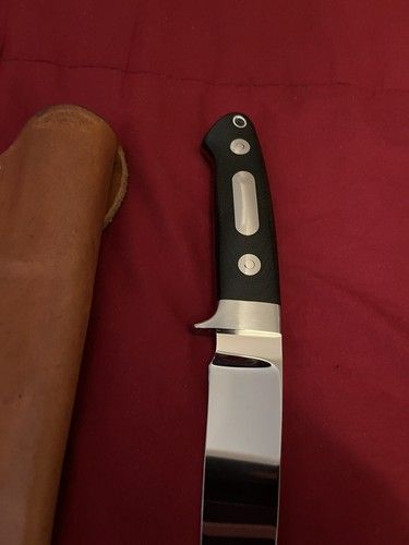 9.25″ Custom Semi Skinner Knife – 154 CPM Steel Blade, Black Micarta Handle & Original Leather Sheath