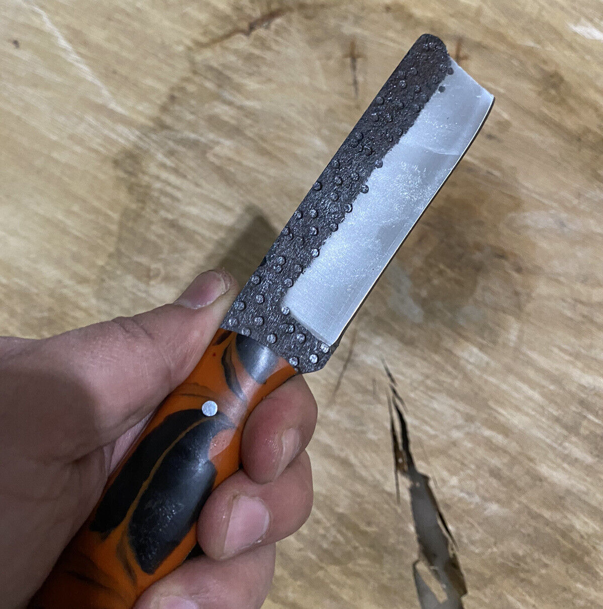 Hand Forged Railroad High Carbon Steel 8" Cowboy/Bull Cutter Hunting Knife | Resin Handle & Leather Sheath