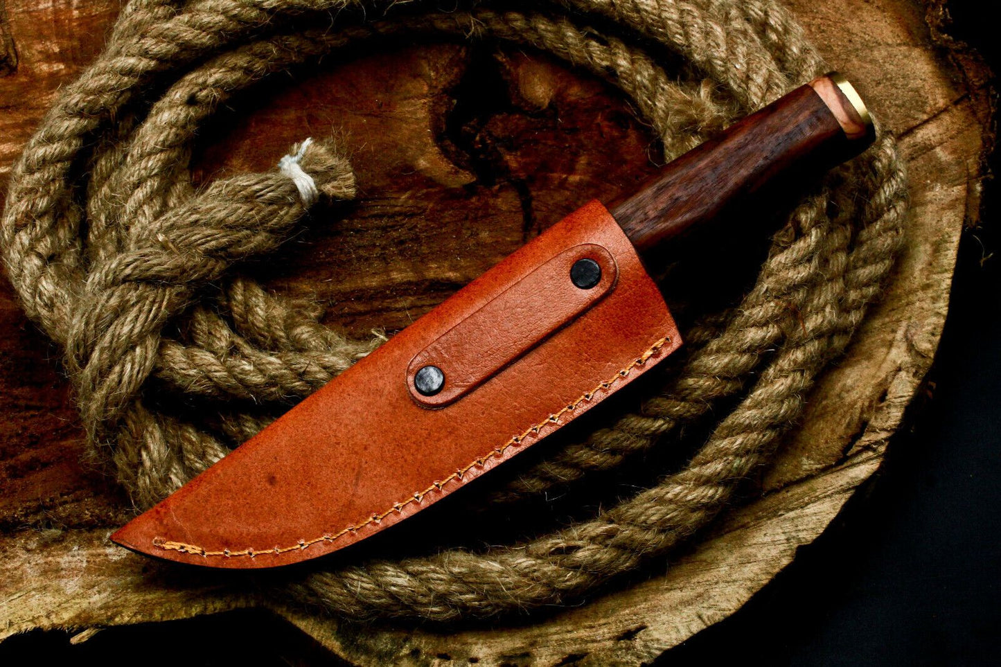 Handmade D2 Steel Walnut Wood Skinner Knife | Small Hunting EDC with Sheath