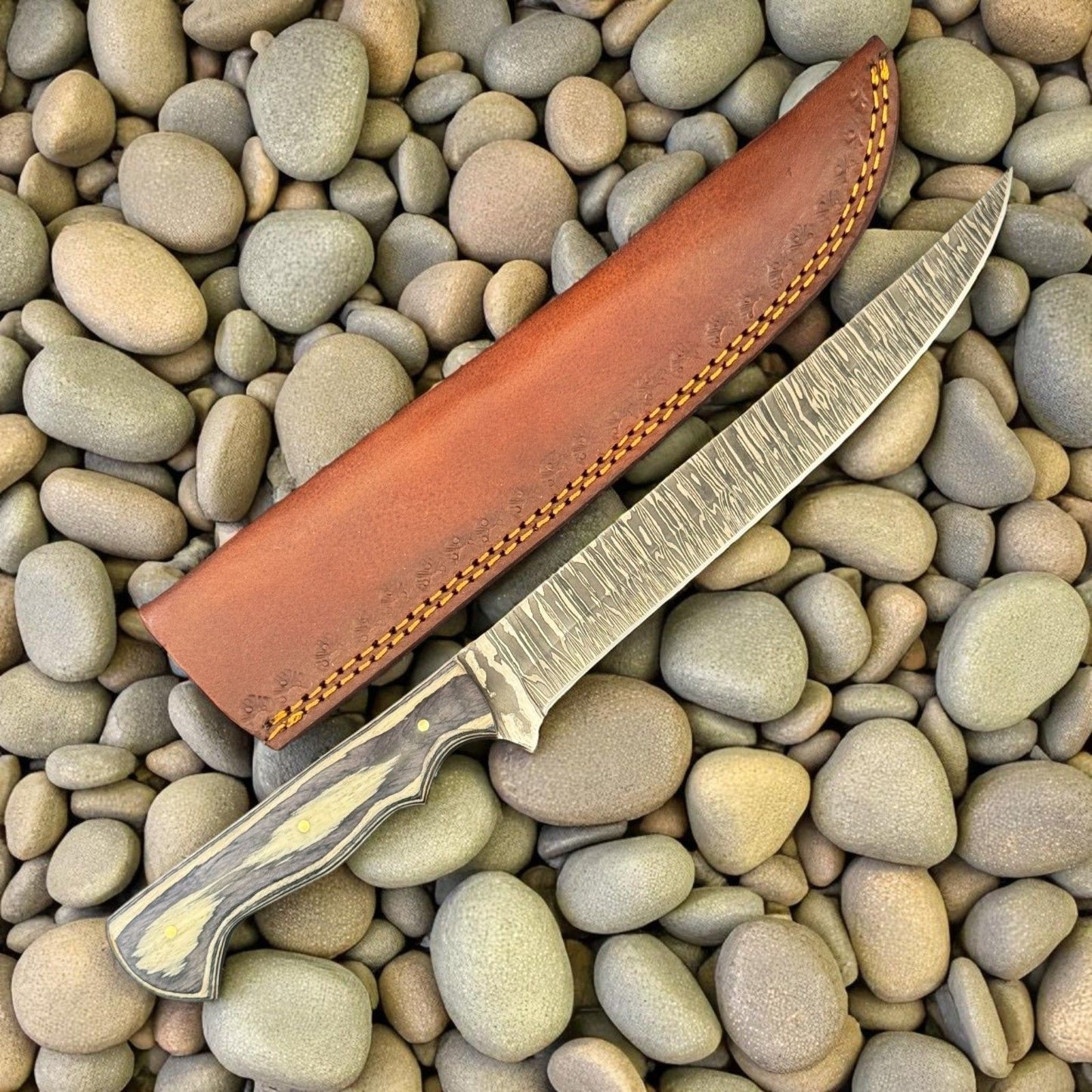 12" Custom Handmade Fillet Knife Damascus Fillet Knife Kitchen Blade W/Sheath