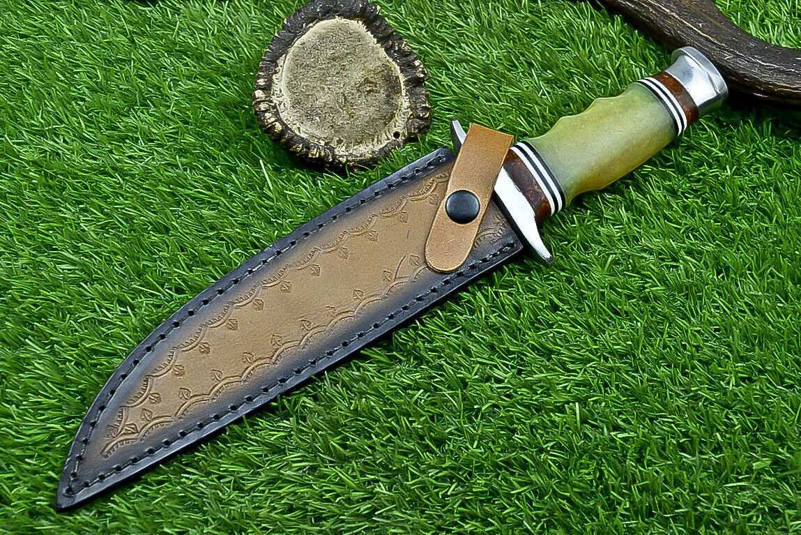Heritage Forge 12 Inch Resin Handle Damascus Steel Bowie Knife for Hunting and Camping