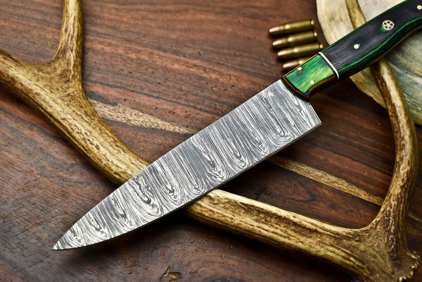 Professional Handmade Damascus Steel Chef Knife – Hardwood Handle, 12" Overall