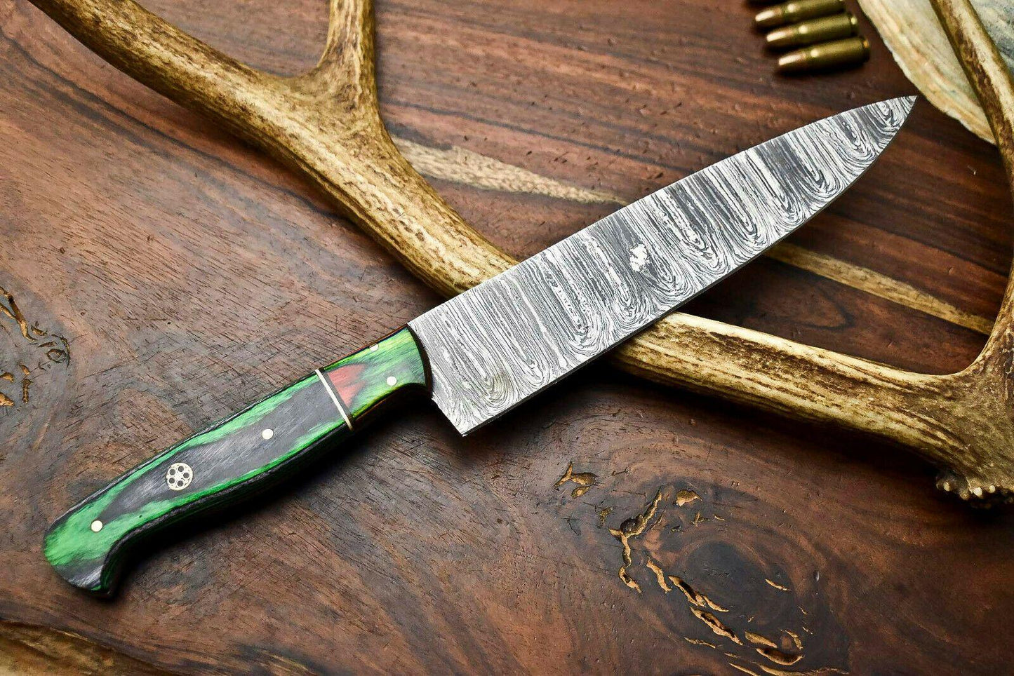 Professional Handmade Damascus Steel Chef Knife – Hardwood Handle, 12" Overall