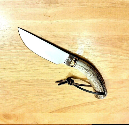 9" Stag Skinner Knife 4.5" Stainless Steel Clip Point Blade with Leather Sheath