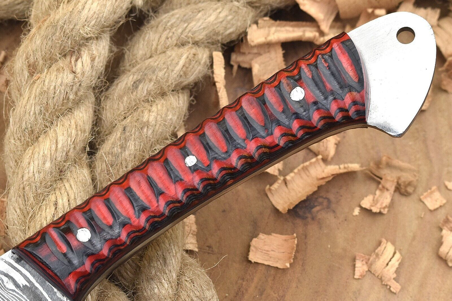 Handmade Forged Damascus Steel Kitchen Chef Knife – Red & Black Dollar Handle
