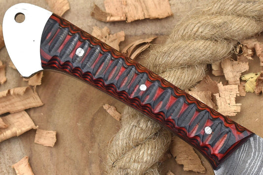 Handmade Forged Damascus Steel Kitchen Chef Knife – Red & Black Dollar Handle