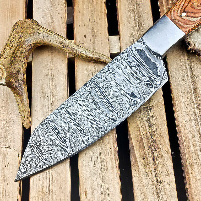 CUSTOM Handmade Damascus Steel Chef Knife – Fixed Blade Hunting & Kitchen Knife