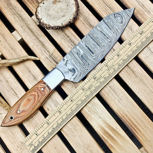 CUSTOM Handmade Damascus Steel Chef Knife – Fixed Blade Hunting & Kitchen Knife