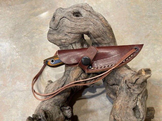 5" Hunter Skinner Knife – High Carbon Steel Blade, Wood Handle, Handmade Leather Sheath