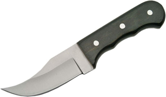 6.25″ Skinner Knife – Full Tang Stainless Steel Blade, Black Wood Handle, Nylon Sheath