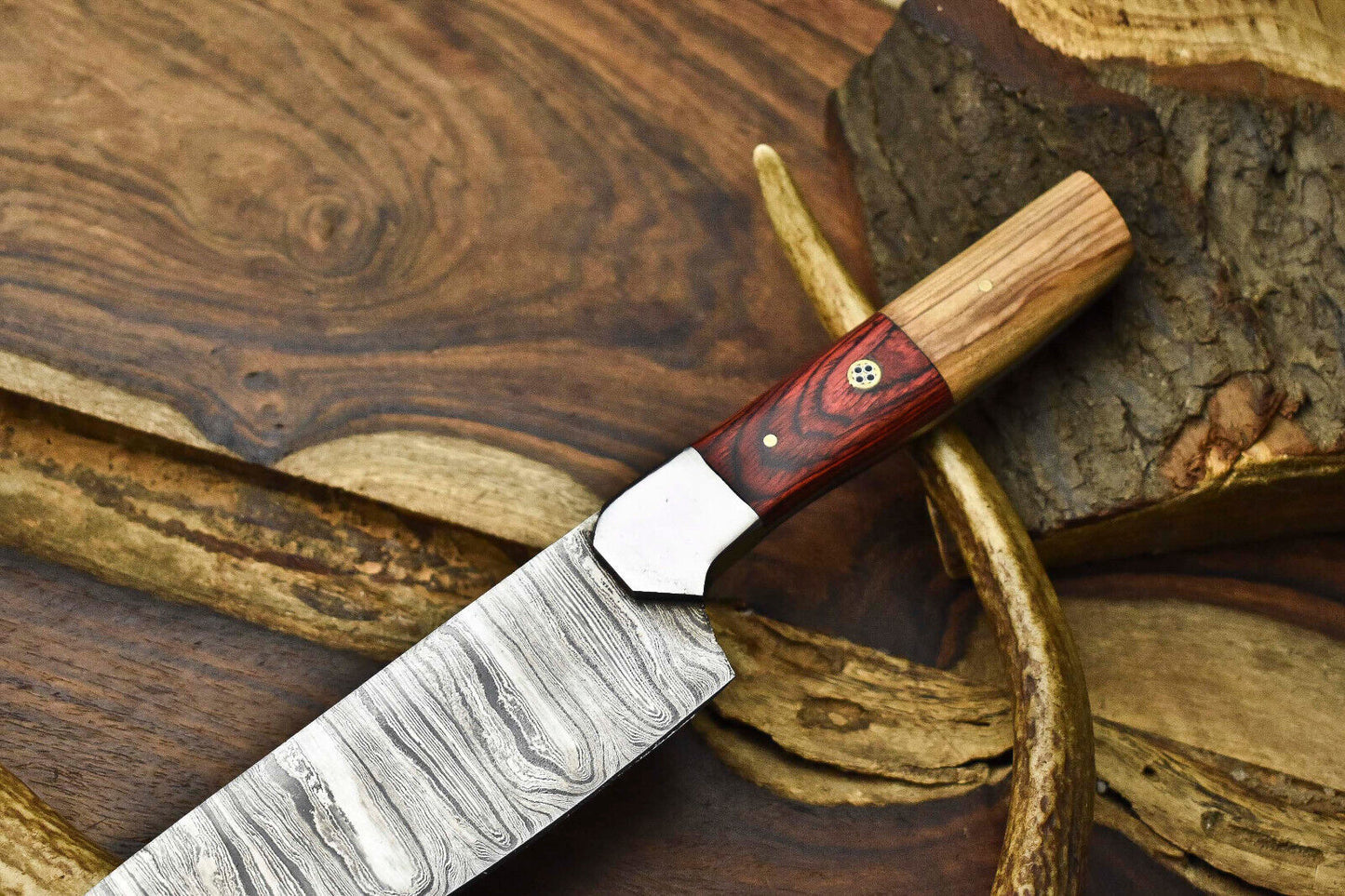 12" Custom Handmade Damascus Steel Chef Knife – Full Tang Kitchen Blade