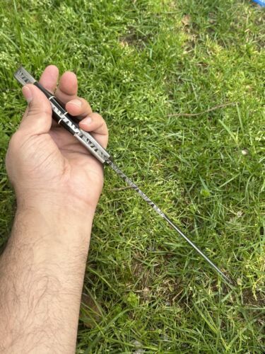 12" Custom Forged Damascus Tracker Knife – Bushcraft Survival Hunting Fixed Blade with Leather Sheath