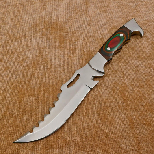 Hand Made D2 Steel Full Tang Bowie Hunting Knife – Steel Guard, Premium Blade