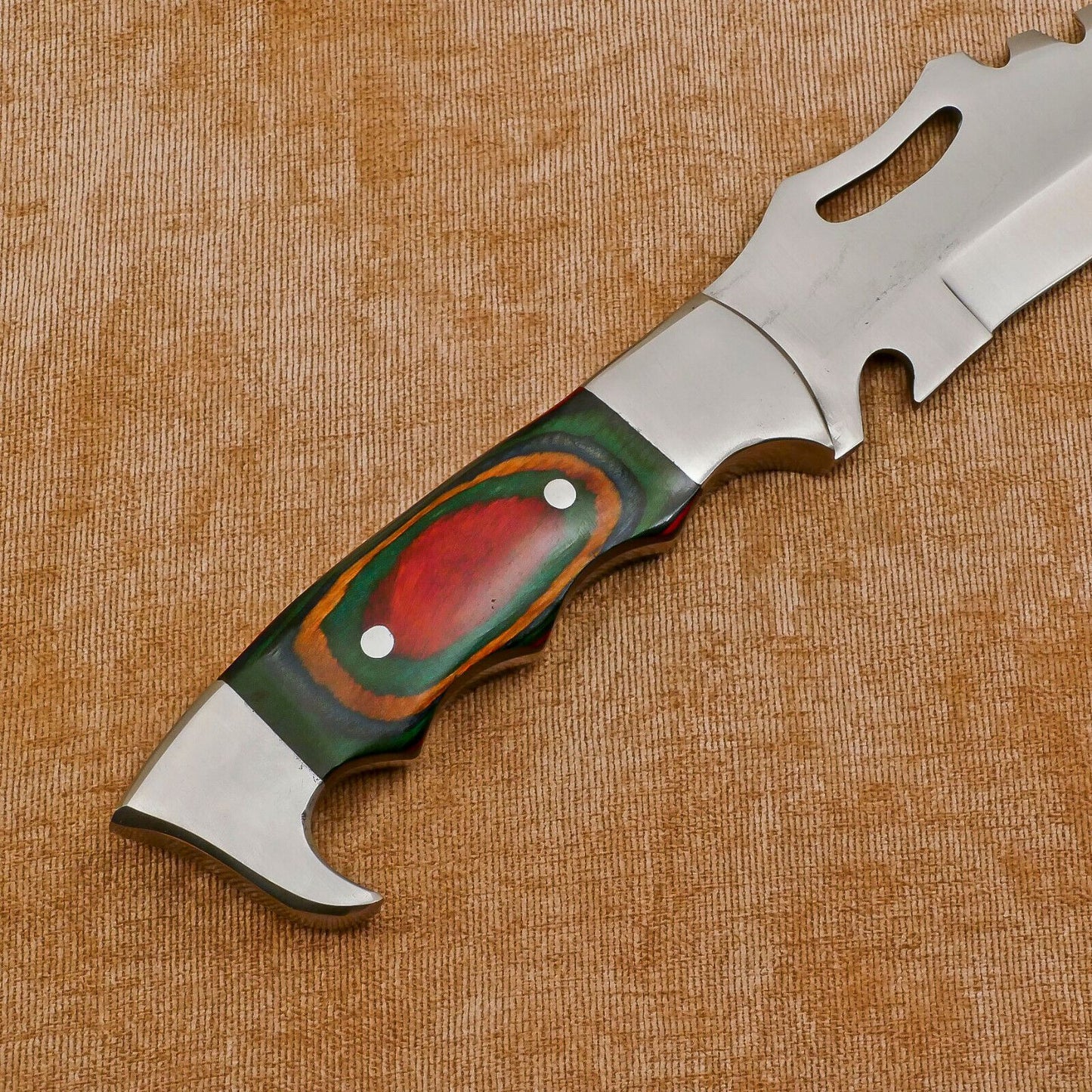 Hand Made D2 Steel Full Tang Bowie Hunting Knife – Steel Guard, Premium Blade