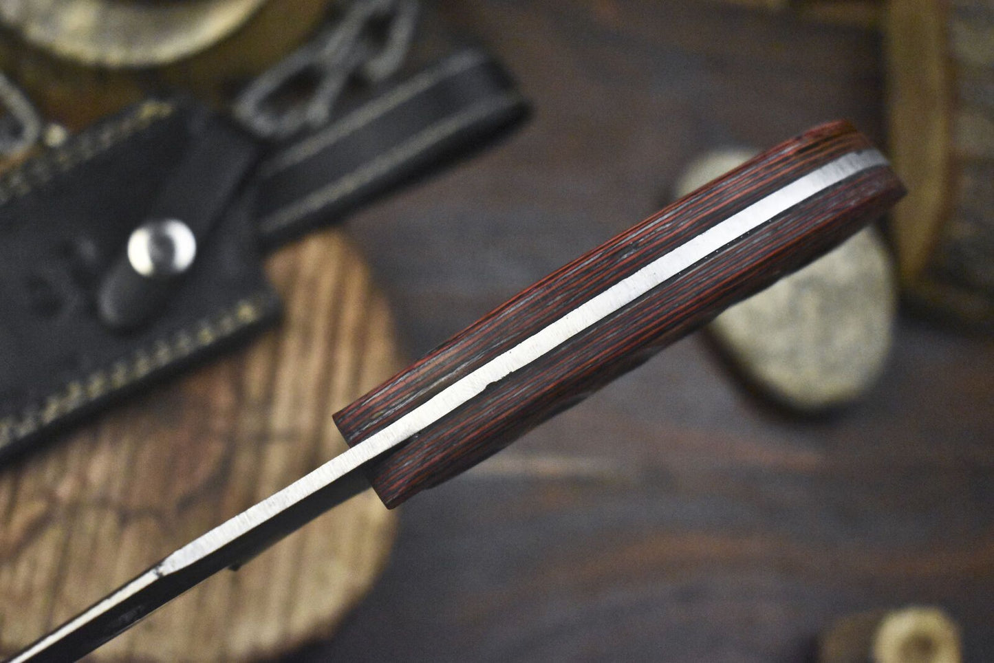 Hand Forged Skinner Knife 440C Steel with Hardwood Handle Tactical Hunting Knife