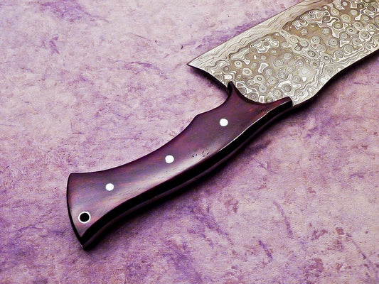 12" Professional Handmade Damascus Steel Chopper Cleaver Knife with Hard Wood Handle