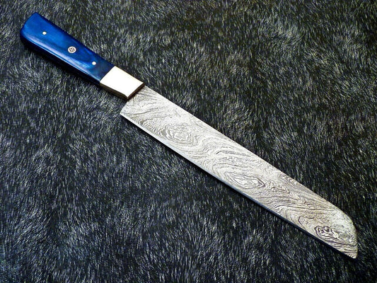 13 Inch Handmade Damascus Steel Chef Knife – Professional Kitchen Knife with Hardwood Handle