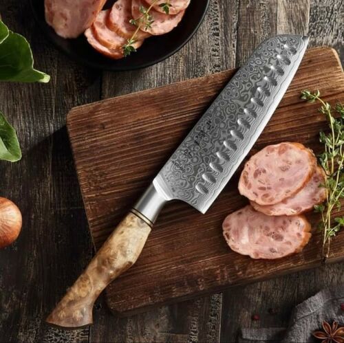 Custom Handmade Damascus Steel 7-Piece Professional Kitchen Chef Knife Set with Leather Bag
