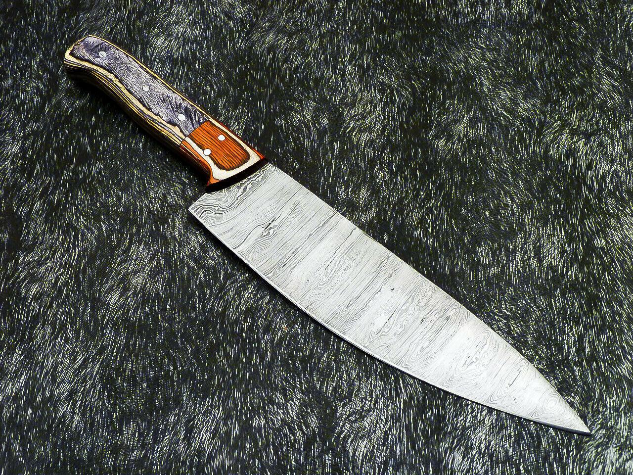 13" Handmade Damascus Steel Chef Knife – Professional Kitchen Blade with Hardwood Handle