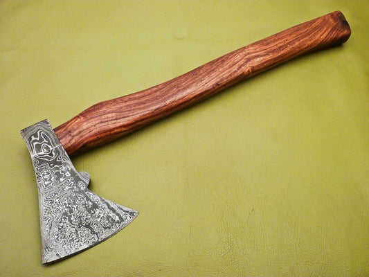 Hand Forged Damascus Tomahawk Axe | Integral Hatchet Knife With Walnut Wood Handle