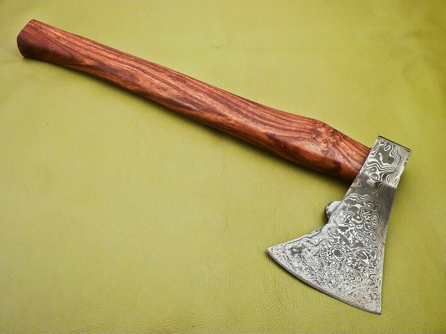 Hand Forged Damascus Tomahawk Axe | Integral Hatchet Knife With Walnut Wood Handle