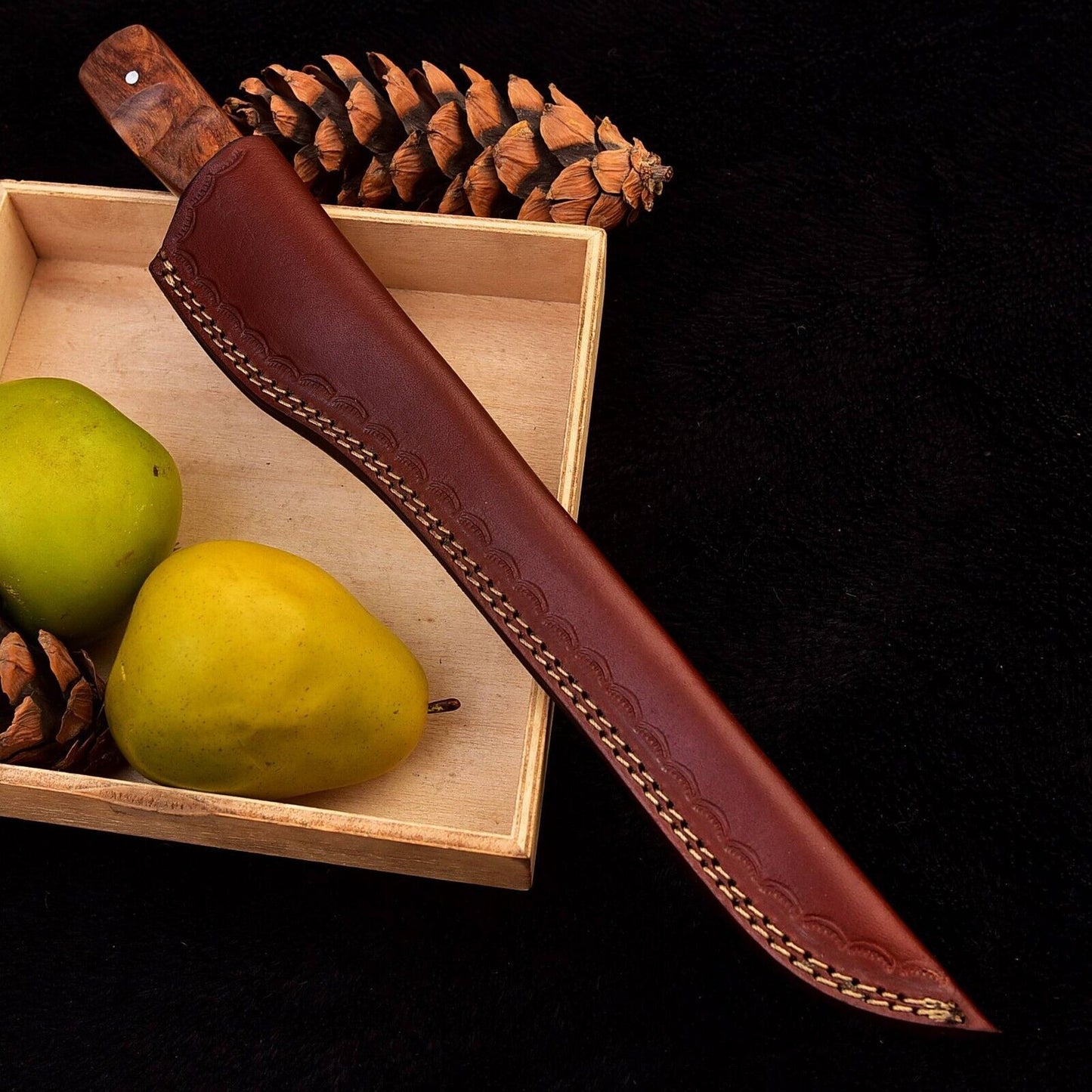 15.0" BEST FILLET KNIFE D2 TOOL STEEL FIXED BLADE FILLET KNIFE WITH WOOD HANDLE