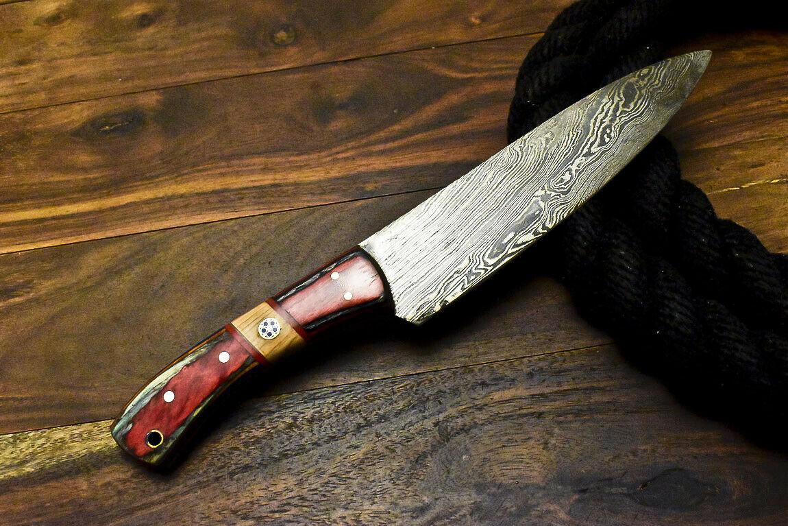 Handmade Damascus Steel Hard Wood Hunting Chef Knife – 11.4" Full Tang Custom Forged