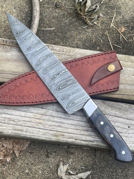 13.5" Handmade Damascus Steel Chef Knife Blank Blade – Forged Kitchen Knife