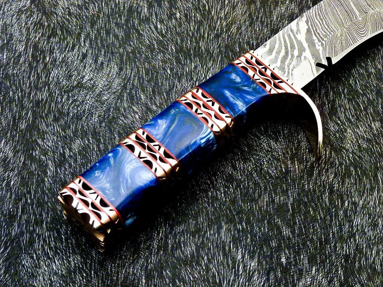 Handmade Damascus Kukri Hunting Knife with Resin Handle