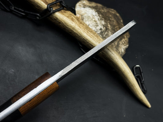 Damascus Steel Kitchen Chef Cleaver Knife – Resin Handle with Cowhide Sheath