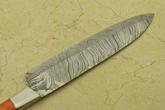 Custom Handmade Forged Damascus Steel Chef Kitchen Knife with Pakka Wood