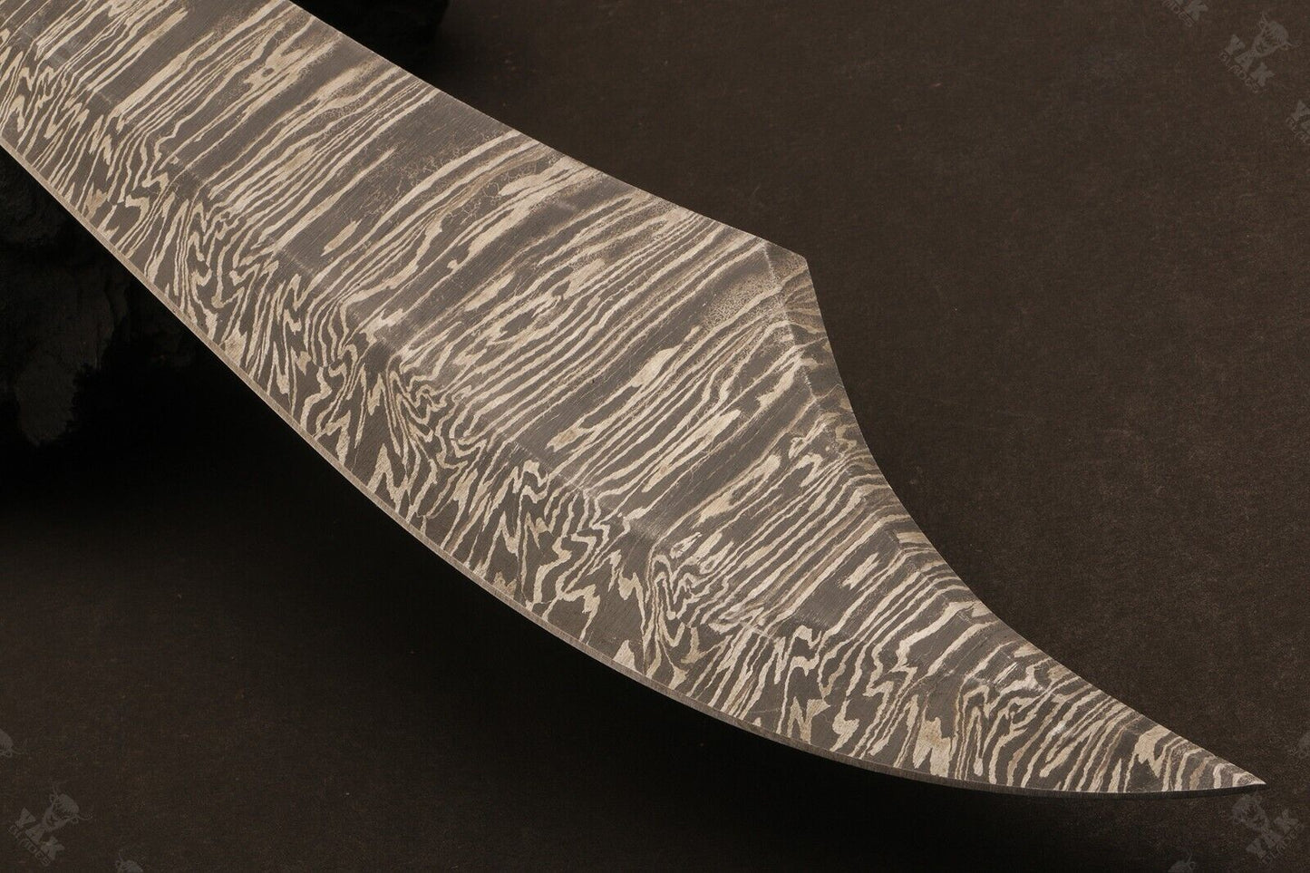 15 Inch Hand Forged Damascus Steel Hunting Knife with Hardwood Handle by Heritage Forge