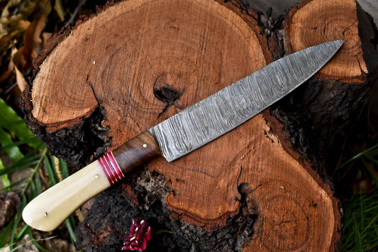 Handmade Damascus Steel Blade Chef Knife | Camel Bone 🍁