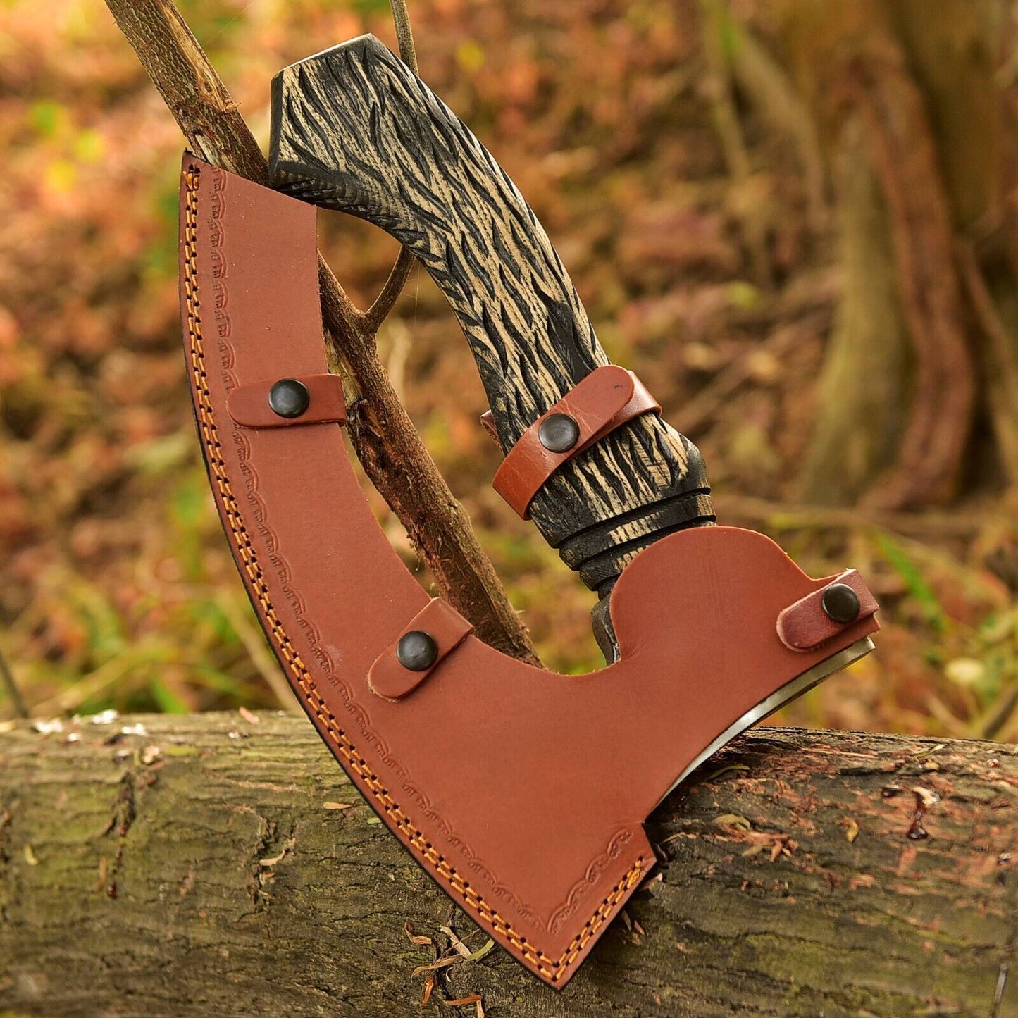 Handmade Viking Engraved Axe – Carbon Steel 12 Inch Slicer for Camping Xmas Gift