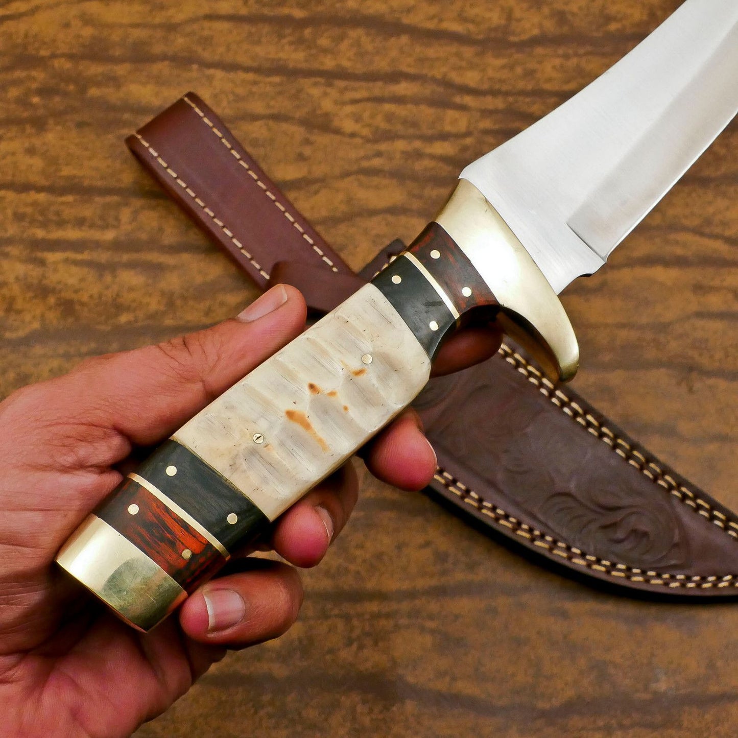 Handmade D2 Steel Bowie Knife | Full Tang Hunting & Sporting Knife 12"