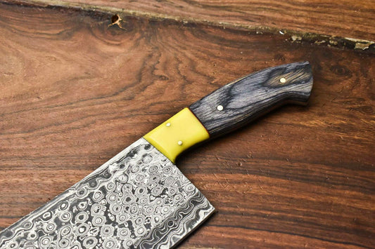 Hand Made Damascus Steel Blade Chef Kitchen Full Tang Chopper Knife