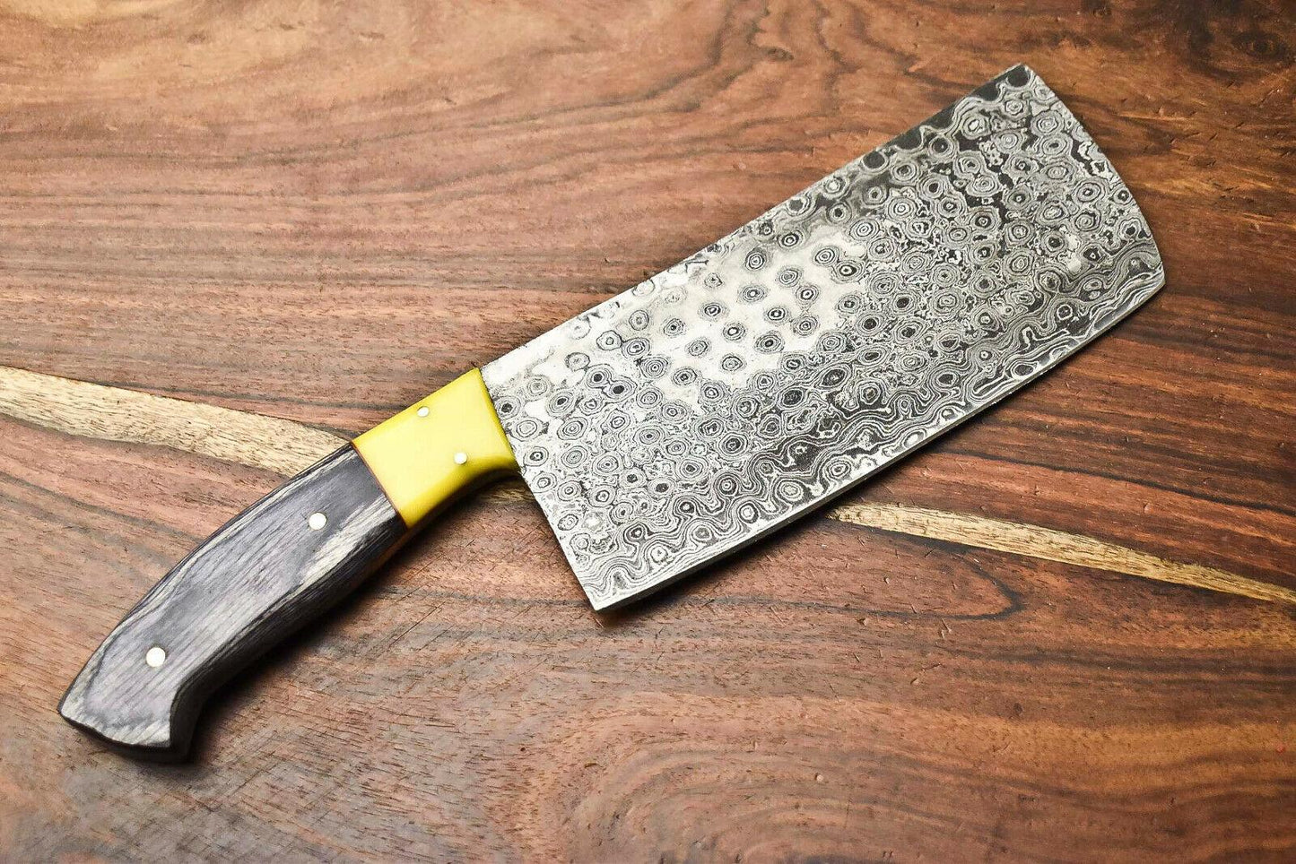 Hand Made Damascus Steel Blade Chef Kitchen Full Tang Chopper Knife