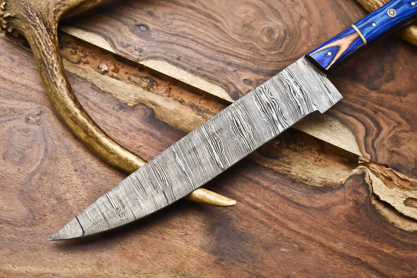 12" Custom Handmade Damascus Steel Kitchen Chef Knife | Full Tang Blade